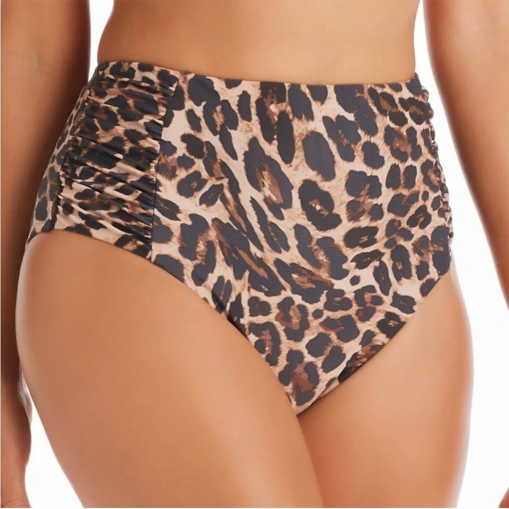 Bar III NATURAL Cheetah-Print High Waist Full Coverage Bottom, XS